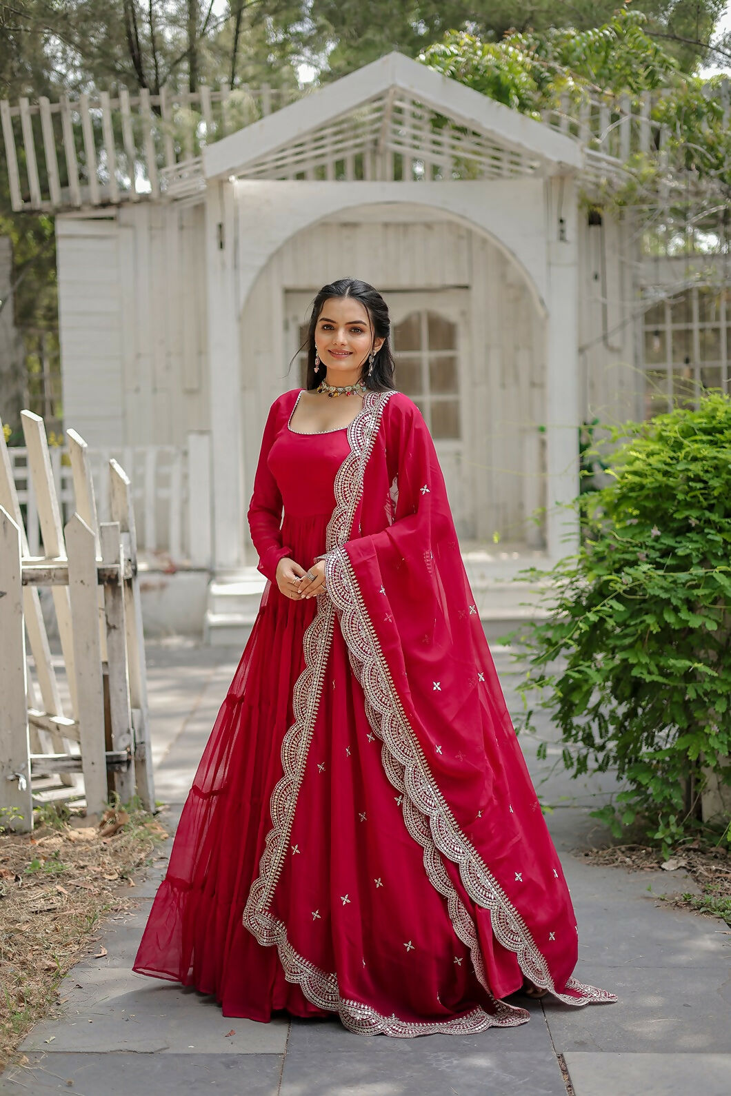 Joban Fashion Pink Georgette Sequence Embroidery Work Kurta Set