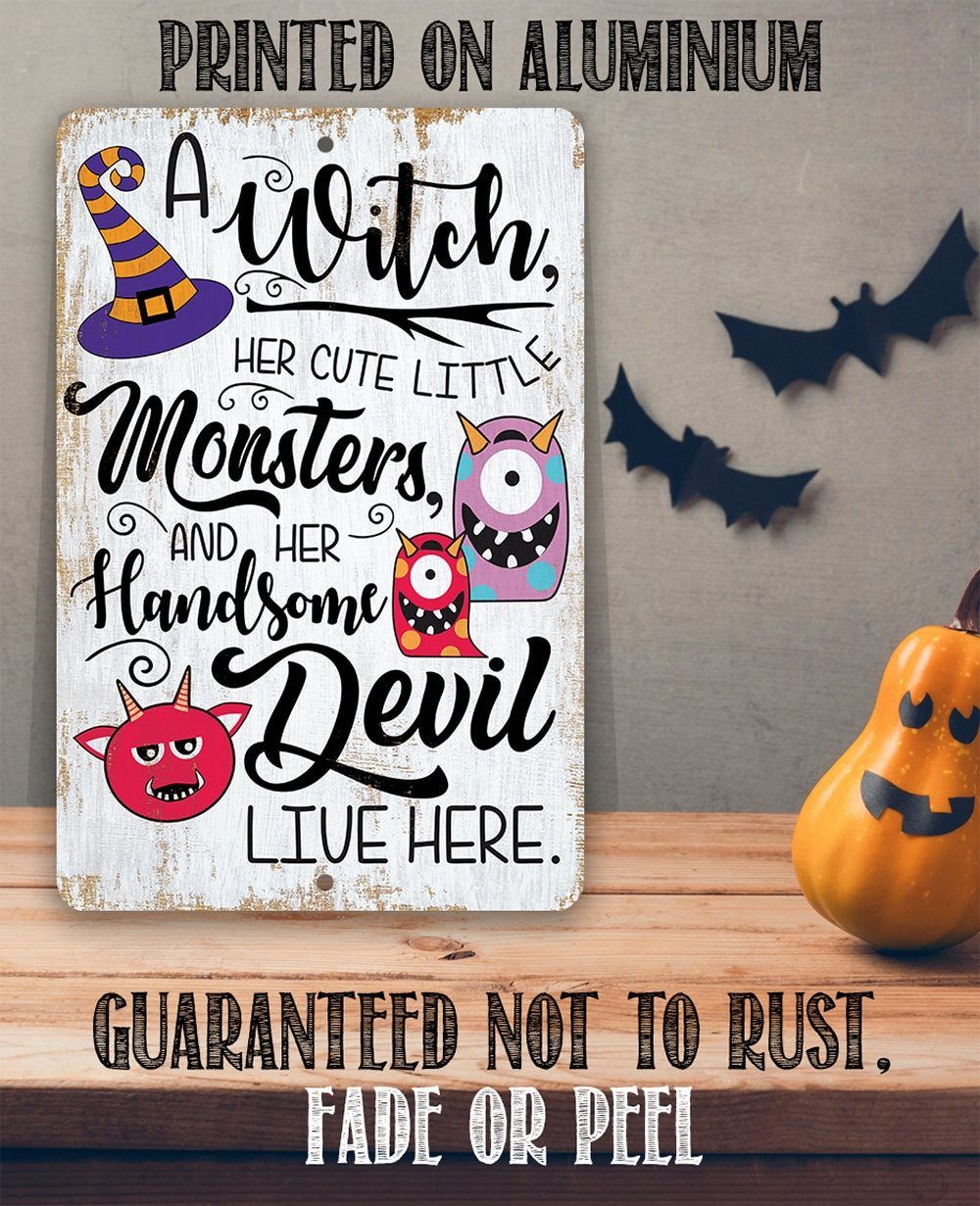 Witch and Monsters Halloween Metal Wall Sign Indoor Outdoor Decor - Image 3