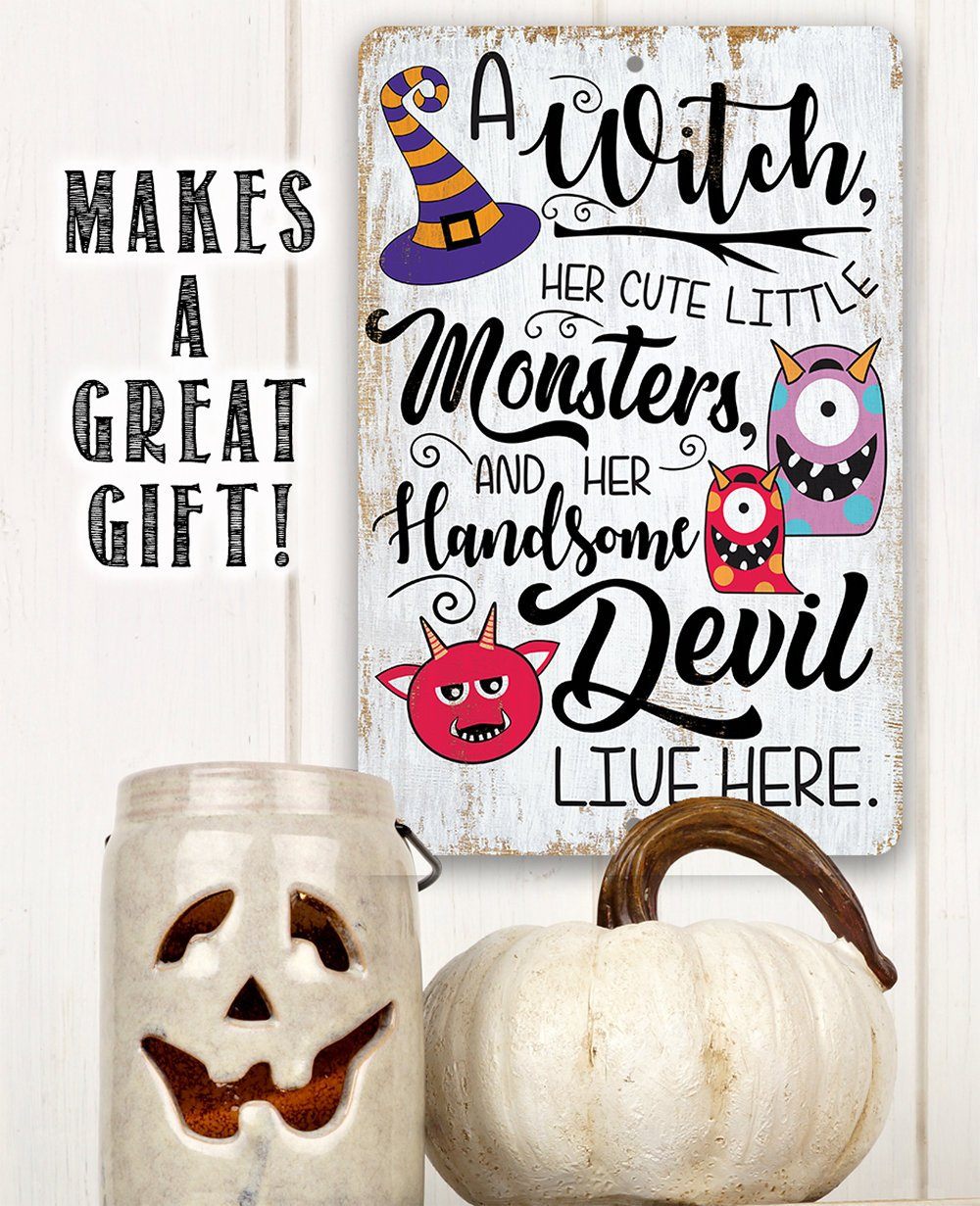 Witch and Monsters Halloween Metal Wall Sign Indoor Outdoor Decor - Image 10