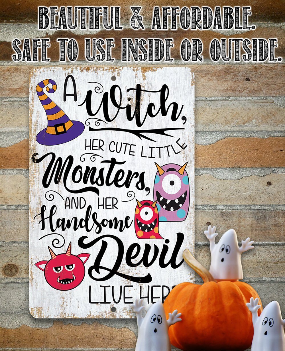 Witch and Monsters Halloween Metal Wall Sign Indoor Outdoor Decor - Image 6