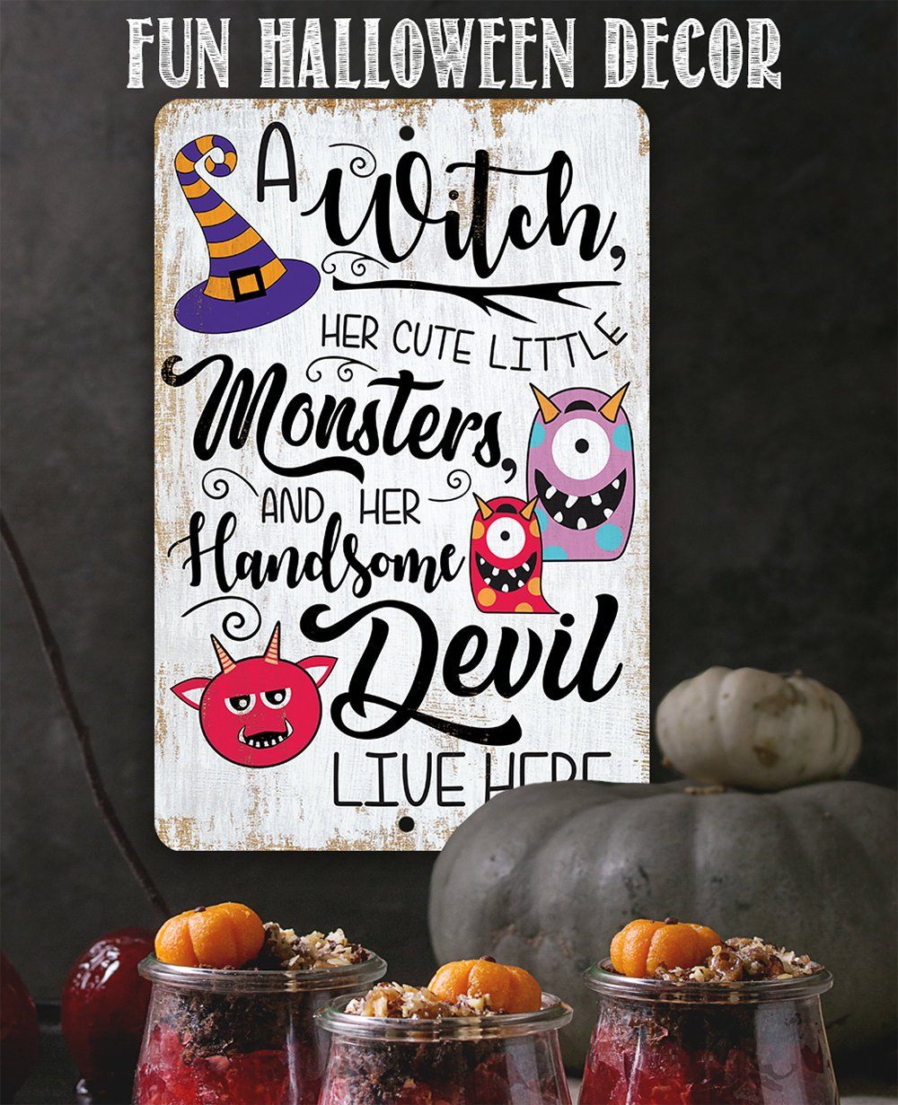 Witch and Monsters Halloween Metal Wall Sign Indoor Outdoor Decor - Image 5