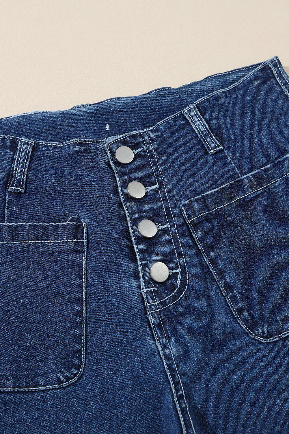 Mckinley Wide Leg Cropped Jeans in Blue - Vintage High Waist Denim
