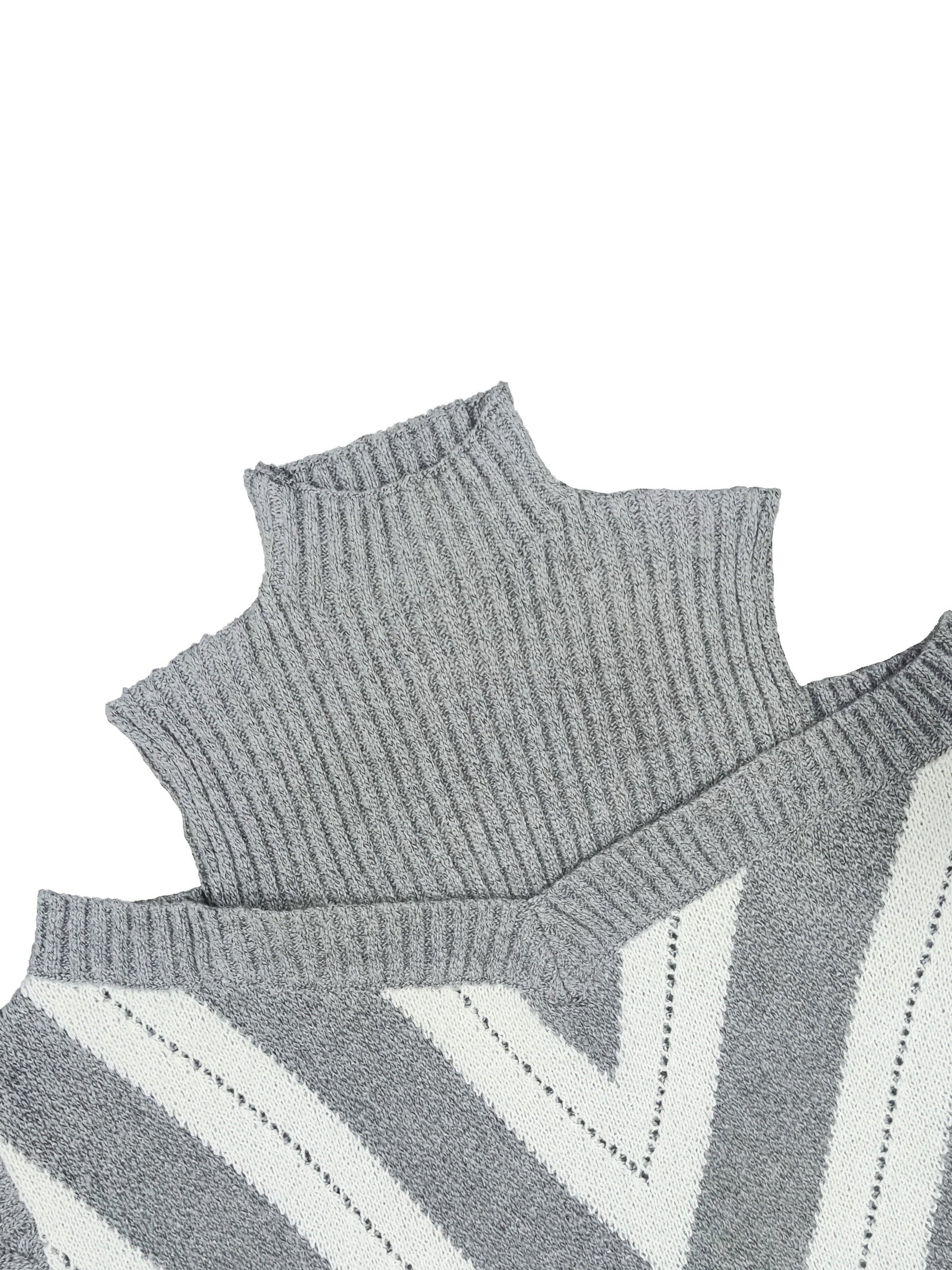 Elegant Plus Size Off Shoulder Striped Cable Knit Sweater