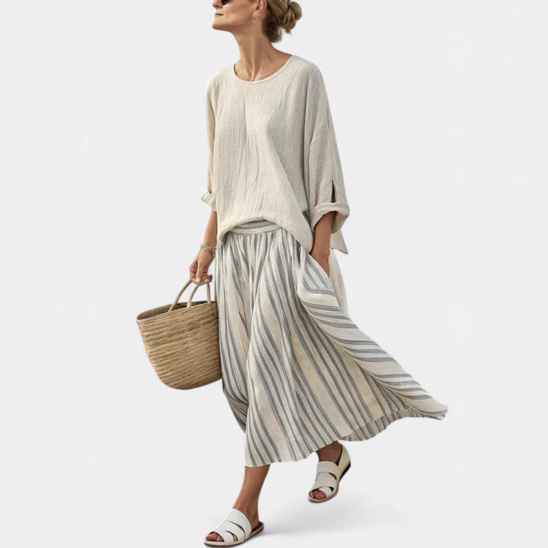 Women's Beach Vacation Two Piece Set Loose Casual Summer Outfit - Image 4
