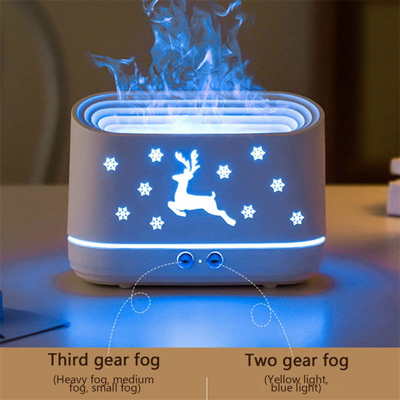 Elk Flame Humidifier & Essential Oil Diffuser with LED Atmosphere Lamp