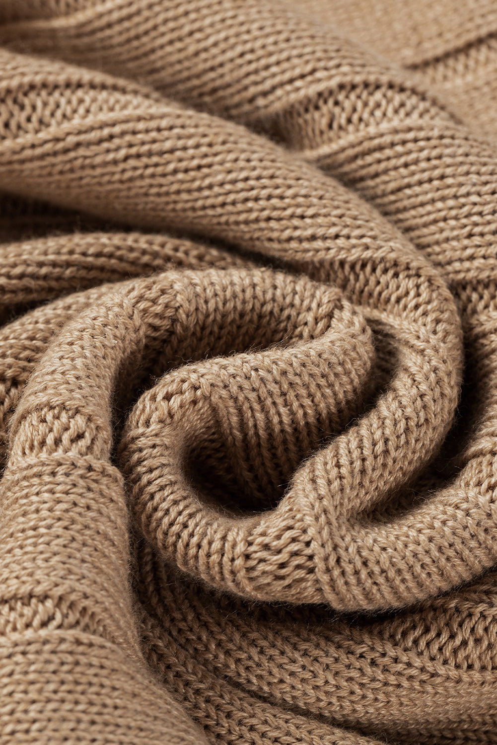 Ribbed Knit Reverse Seam 3/4 Sleeve Sweater