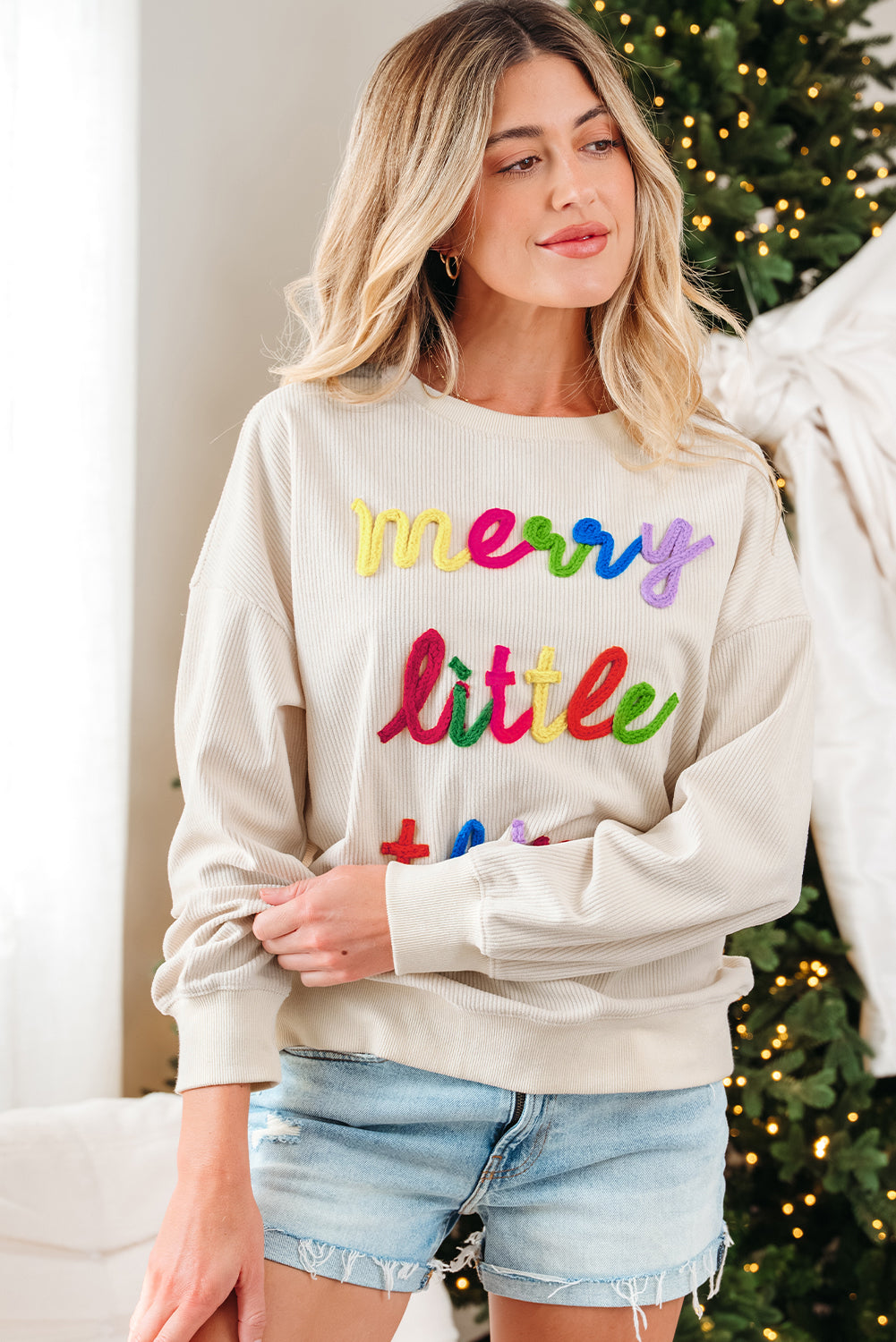 Sylevi Graphic Ribbed Loose Sweatshirt