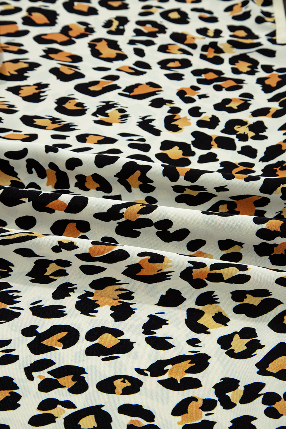 Leopard Contrast Stripe V-Neck Long Sleeve Blouse