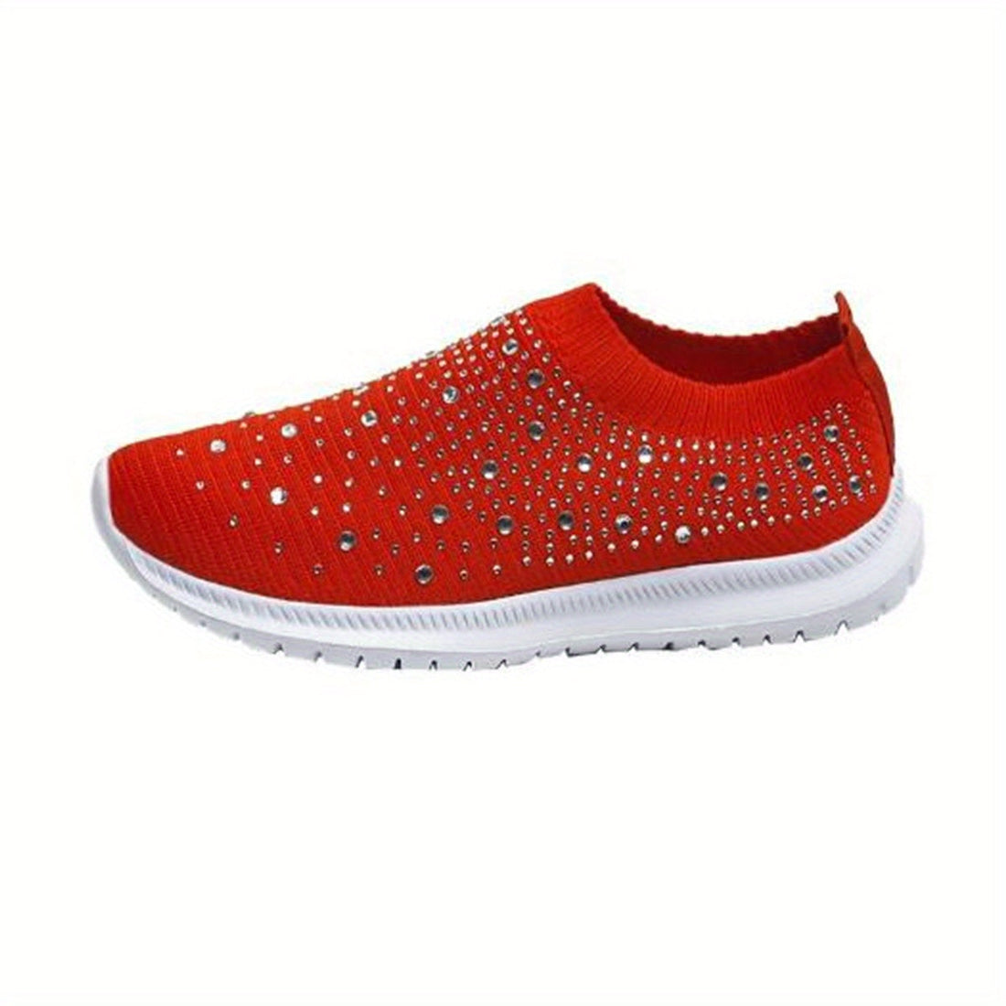 Women's Rhinestone Rainbow Color Block Breathable Mesh Sneakers