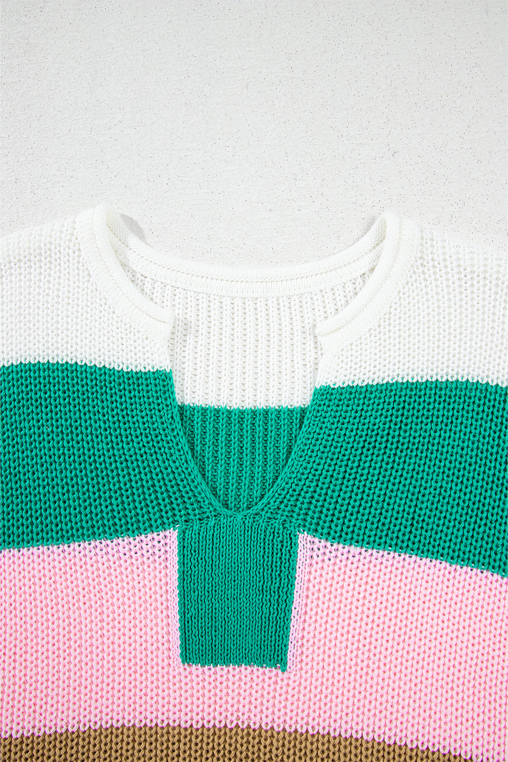 Stripe Colorblock V-Neck Sweater T-Shirt