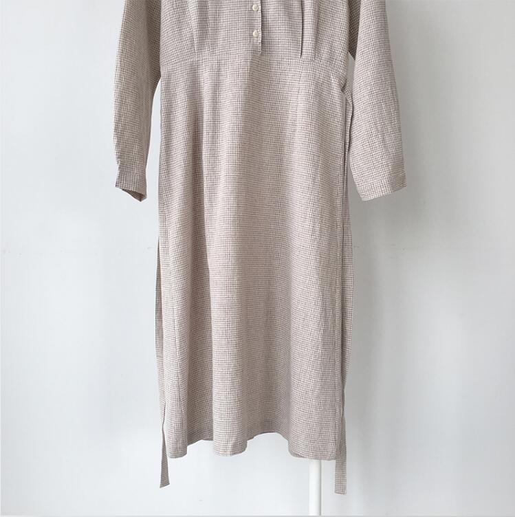 2020 Korean Style Long Sleeve Checkered Dress