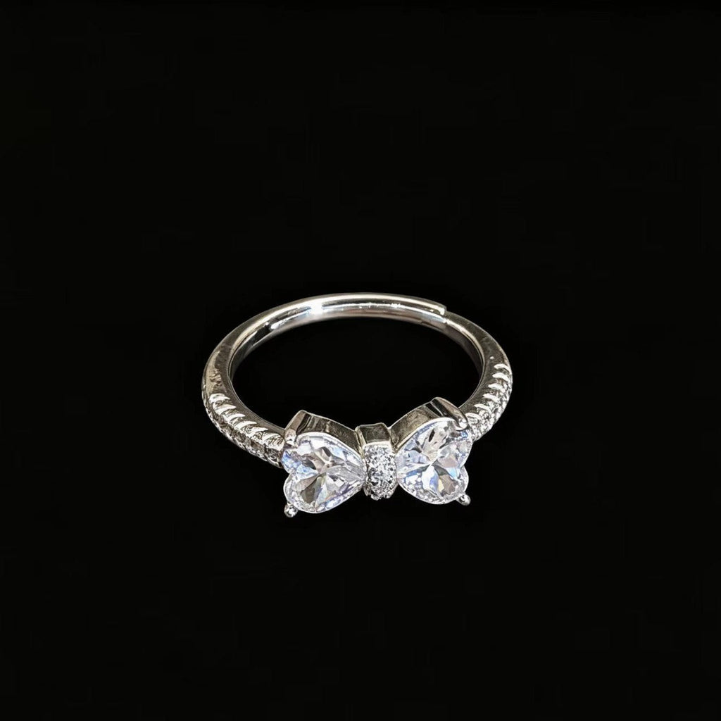 Dainty Silver Bowknot Ring for Women