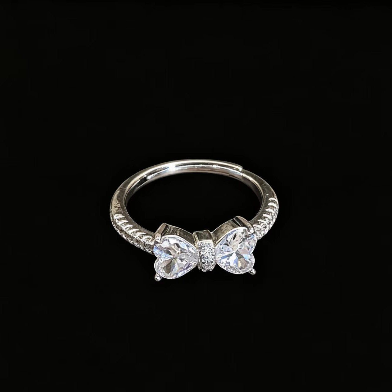 Dainty Silver Bowknot Ring for Women