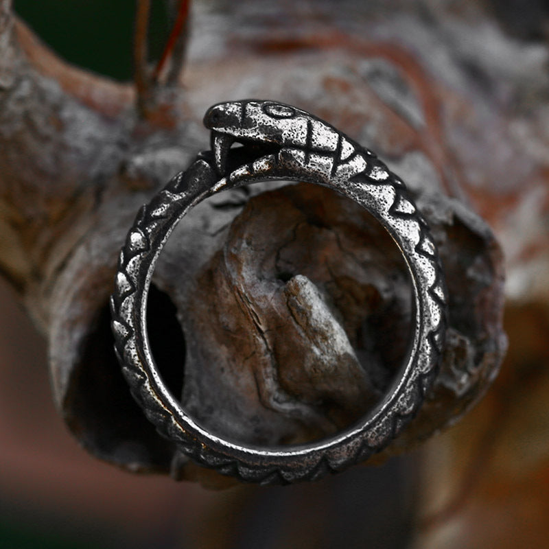 Stainless Steel Ouroboros Personalized Ring