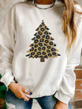 Plush Leopard Tree Patched Drop Shoulder Sweatshirt