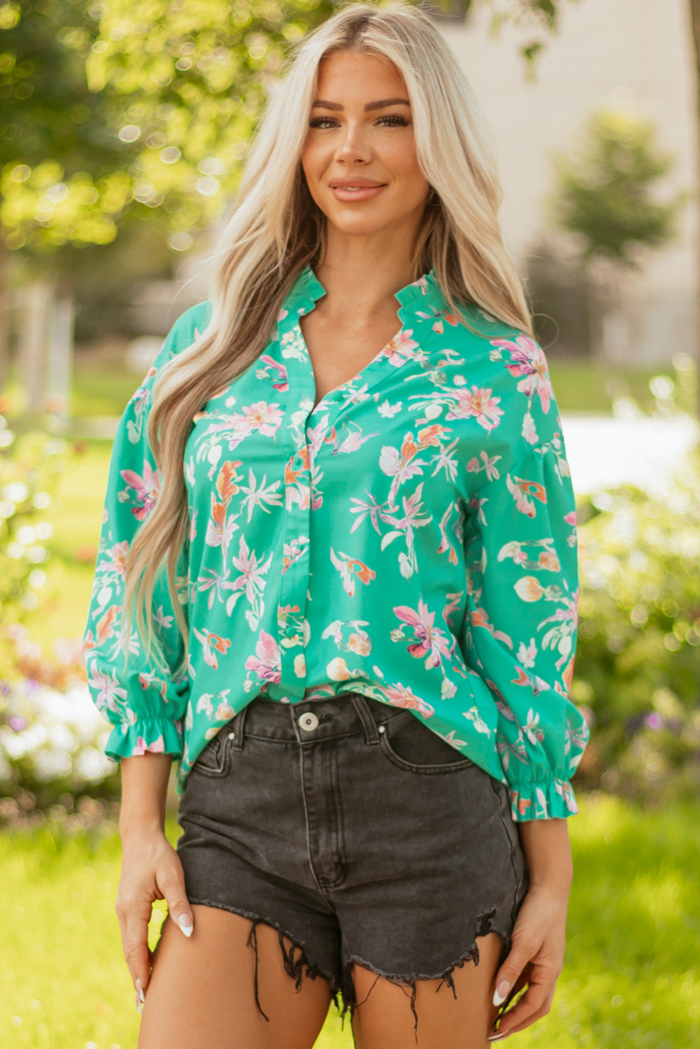 Bella Lantern Sleeve Front Shirt