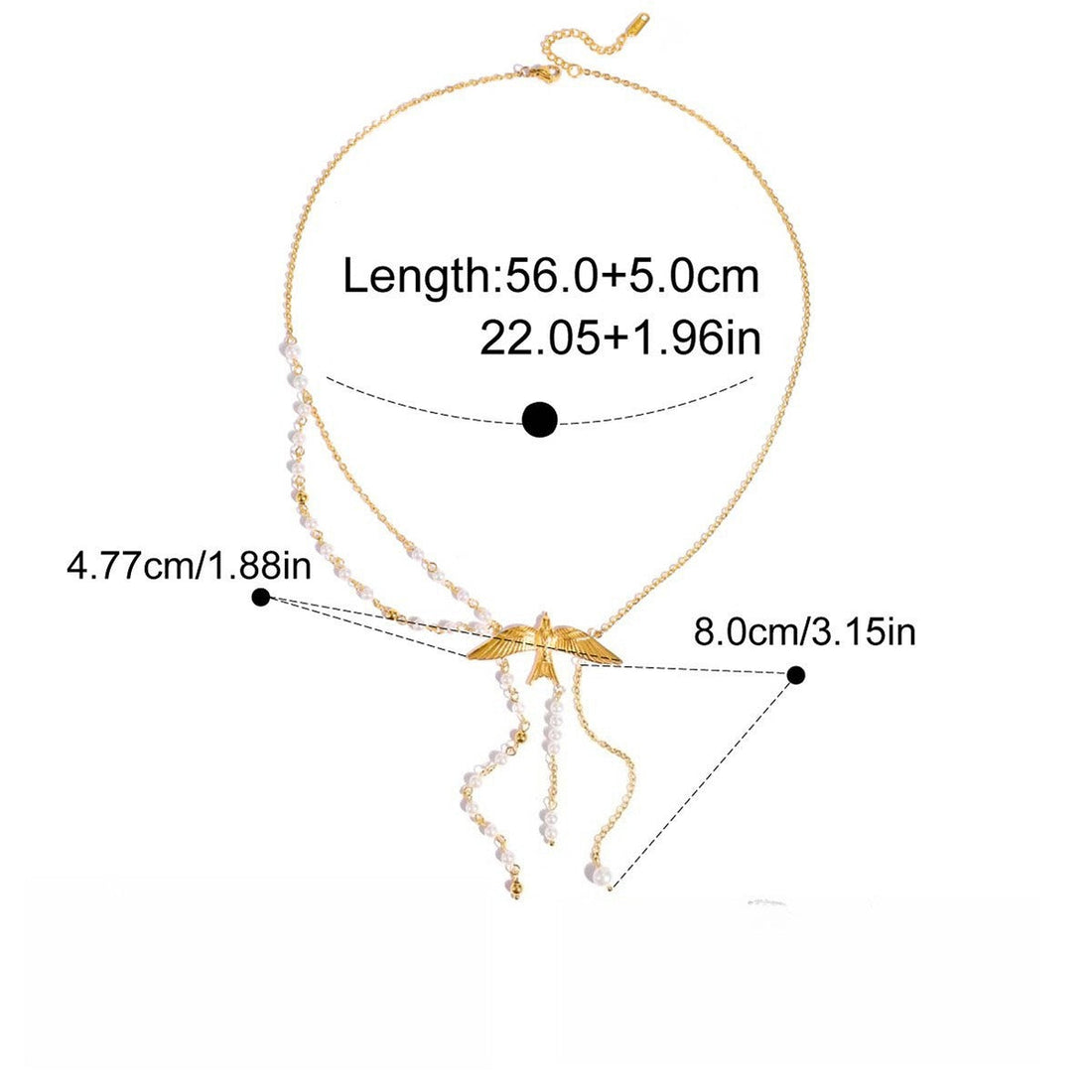 Sophisticated 18K Gold Pearl Sweater Chain Necklace