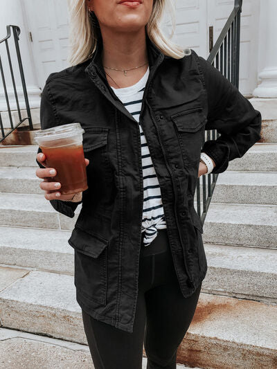 Women's Utility Zip-Up Jacket Lightweight Cotton Everyday Outerwear