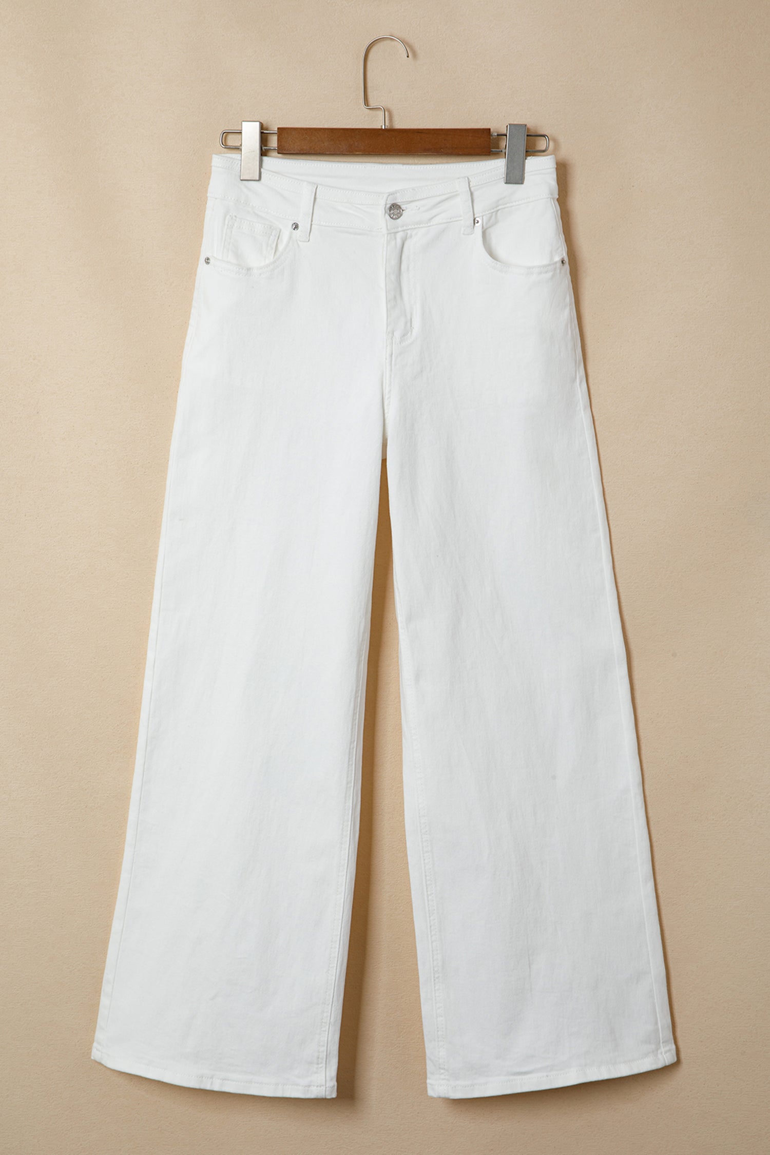 High Waist Wide Leg Denim Jeans in White - Minimalist Casual Fit