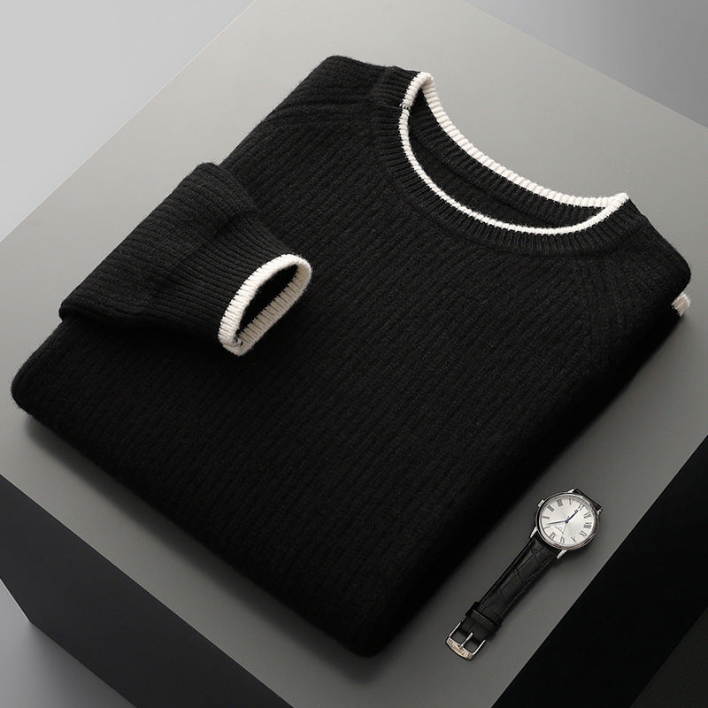 Men's Thickened Wool Round Neck Sweater - Heavyweight Winter Knit