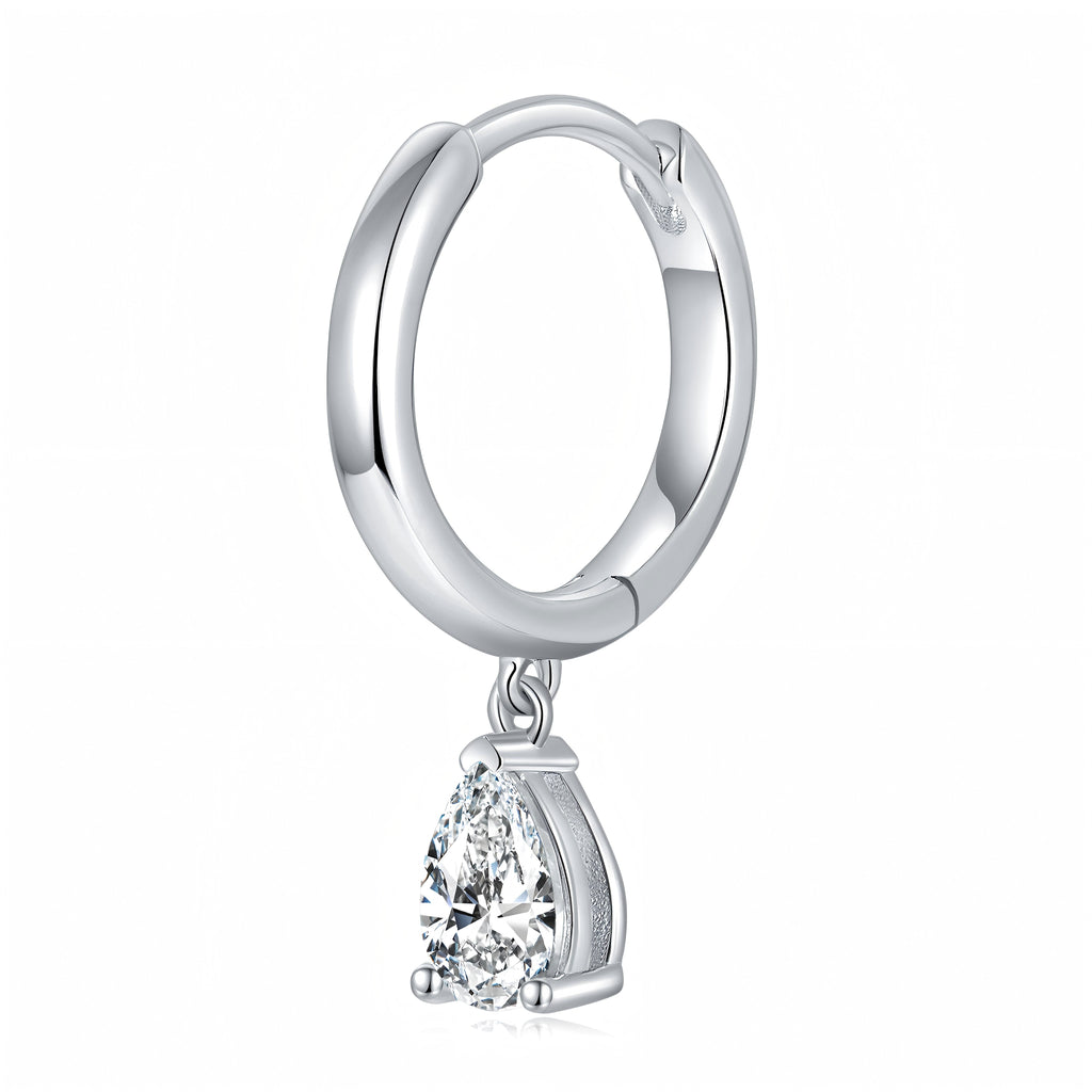 S925 Sterling Silver 4x6mm pear-cut moissanite dangle hoop earrings in a gift box