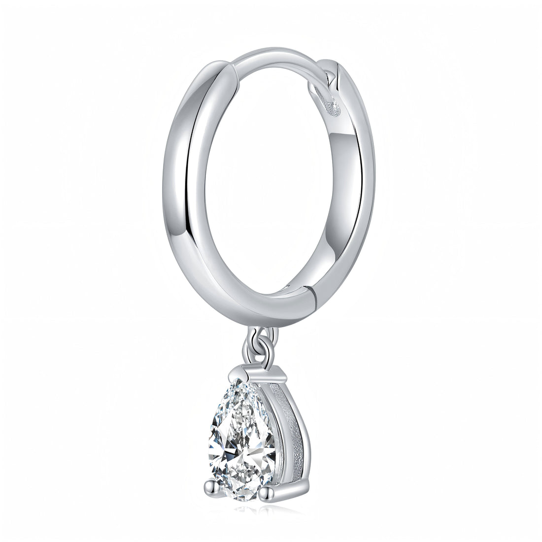 S925 Sterling Silver 4x6mm pear-cut moissanite dangle hoop earrings in a gift box