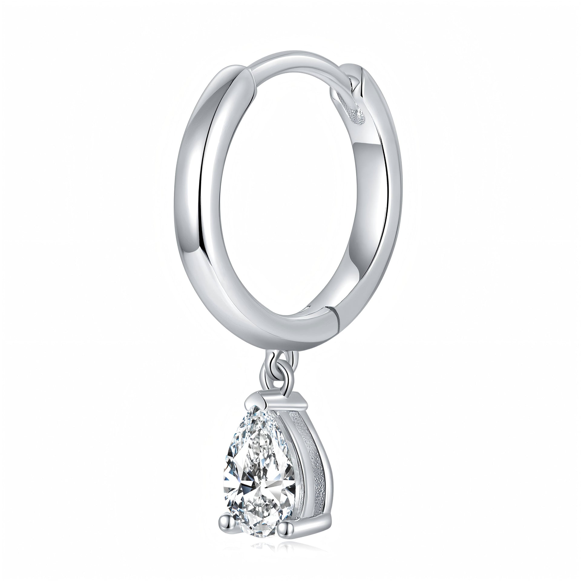 S925 Sterling Silver 4x6mm pear-cut moissanite dangle hoop earrings in a gift box