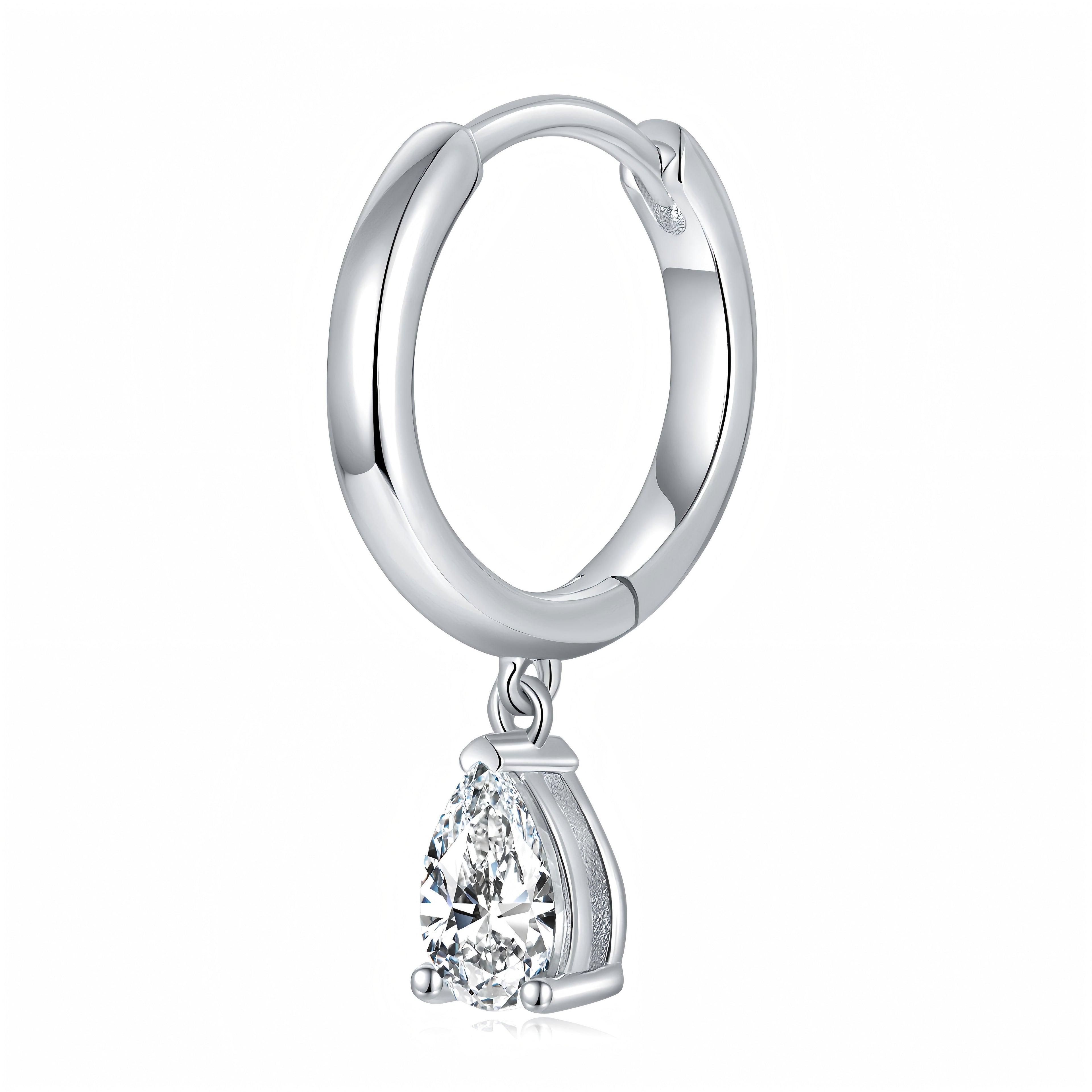 S925 Sterling Silver 4x6mm pear-cut moissanite dangle hoop earrings in a gift box
