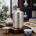 Pure 999 Fine Silver Premium Metallic Kweichow Moutai Flask with Engraved Traditional Labeling - Handicraft