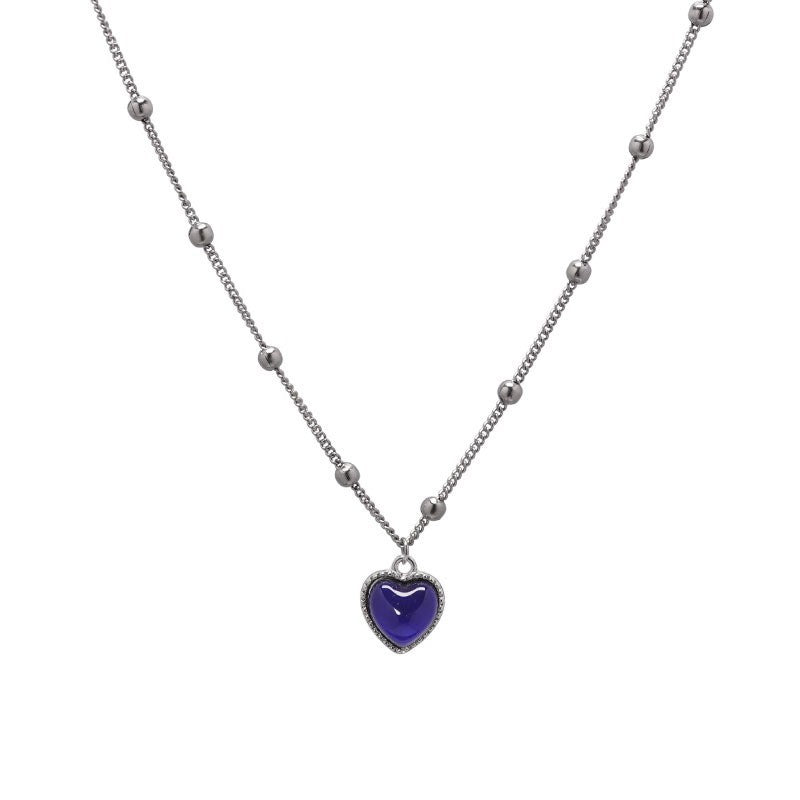 Thermochromic Heart-shaped Titanium Steel Necklace For Women