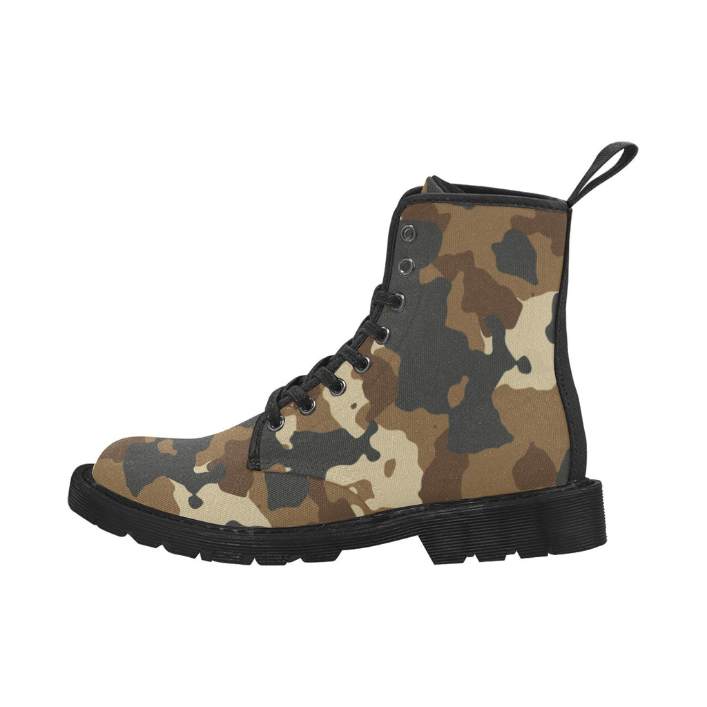 Women's Dark Brown Camouflage Lace Up Canvas Fashion Boots - Image 2