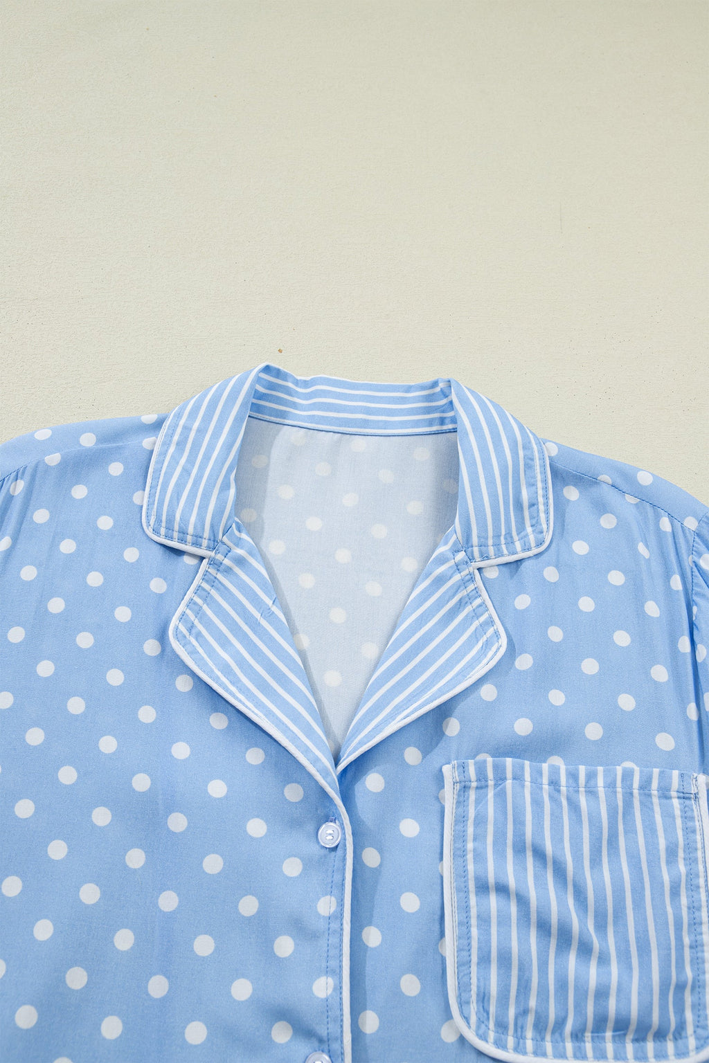 Ila Soft Short Pajama Set: Light Blue Polka Dot Cotton Loungewear