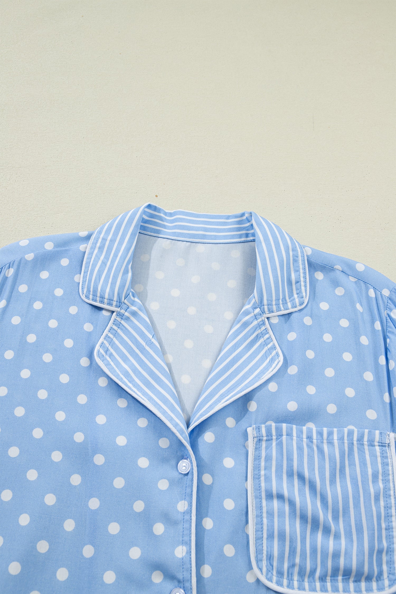 Ila Soft Short Pajama Set: Light Blue Polka Dot Cotton Loungewear