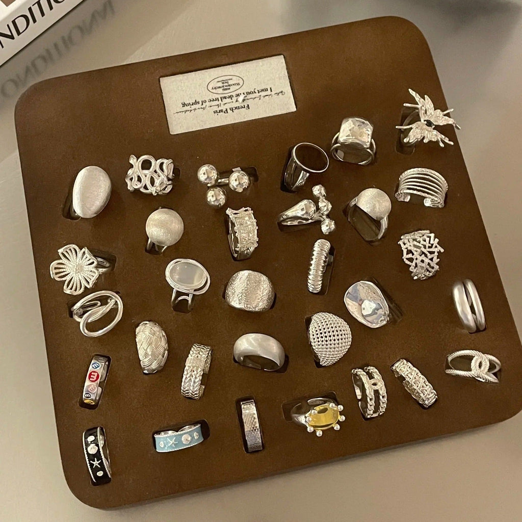 S925 Sterling Silver Women Rings, Minimalist Luxury Vintage Style, Non-Tarnish Unique Design Finger Rings