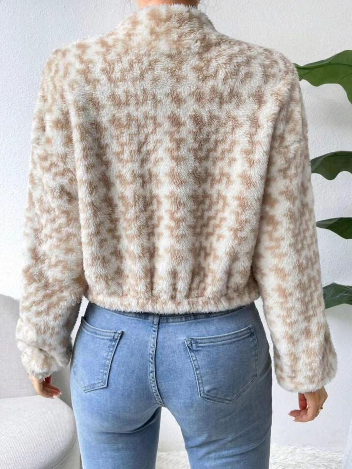 Zip Up Long Sleeve Fuzzy Outerwear | Cropped Casual