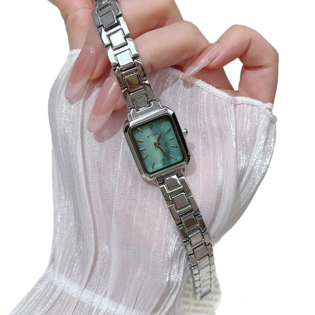Simple Square Sugar Shaped Steel Band Mother Of Pearl Womens Watch