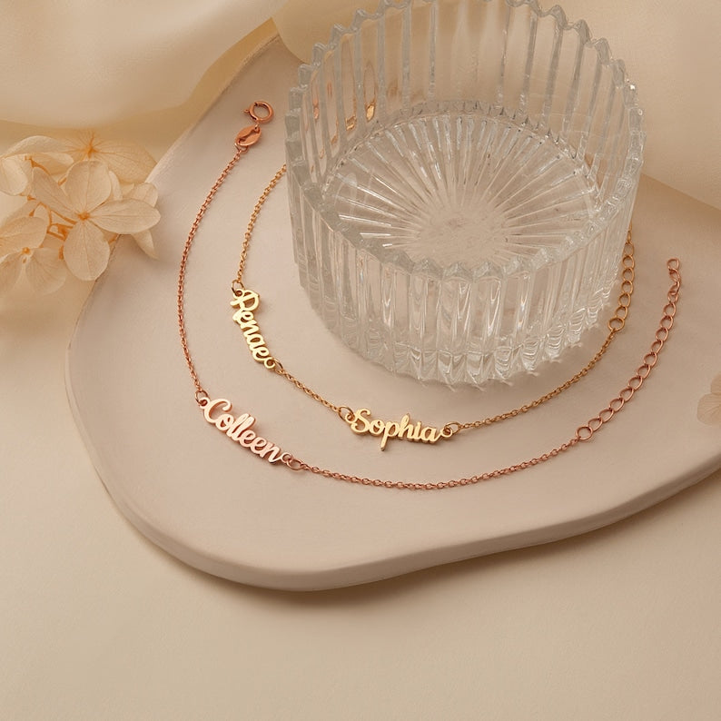 Customized Name Bracelet: Personalized Minimalist Script Jewelry