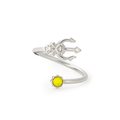 Trident Yellow Stone Wrap Ring featuring a vibrant yellow stone and intricate wrap-around band