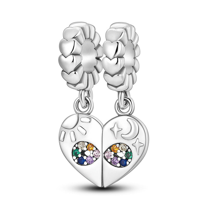 Sisterhood Friendship Heart Pendant Necklace, Silverplated Charm