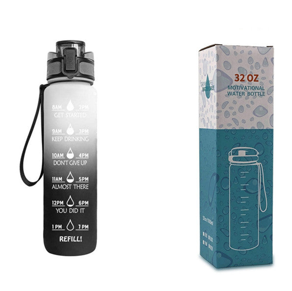 1L Motivational Tritan Water Bottle with Time Marker & Leakproof Lid