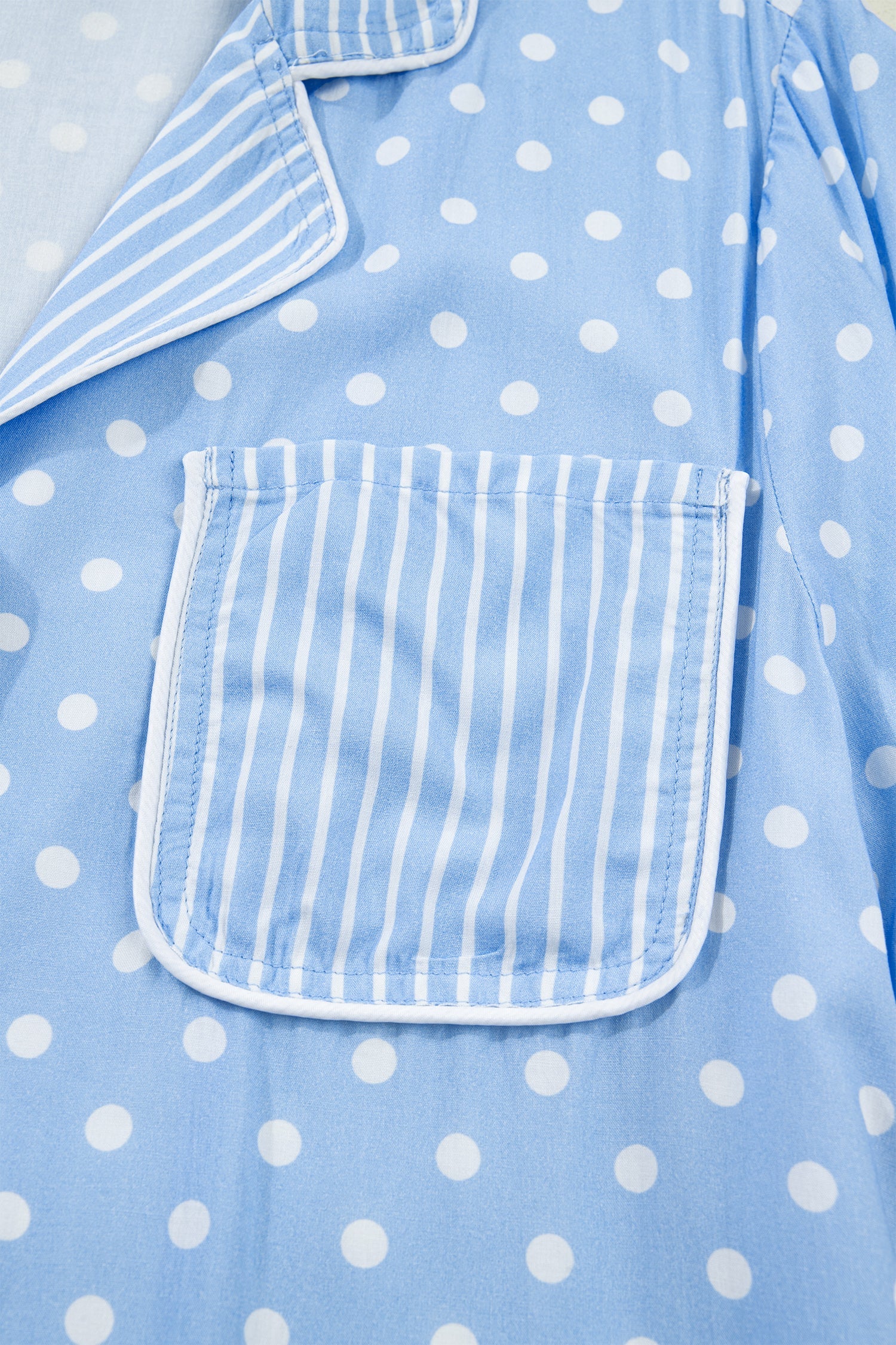 Ila Soft Short Pajama Set: Light Blue Polka Dot Cotton Loungewear