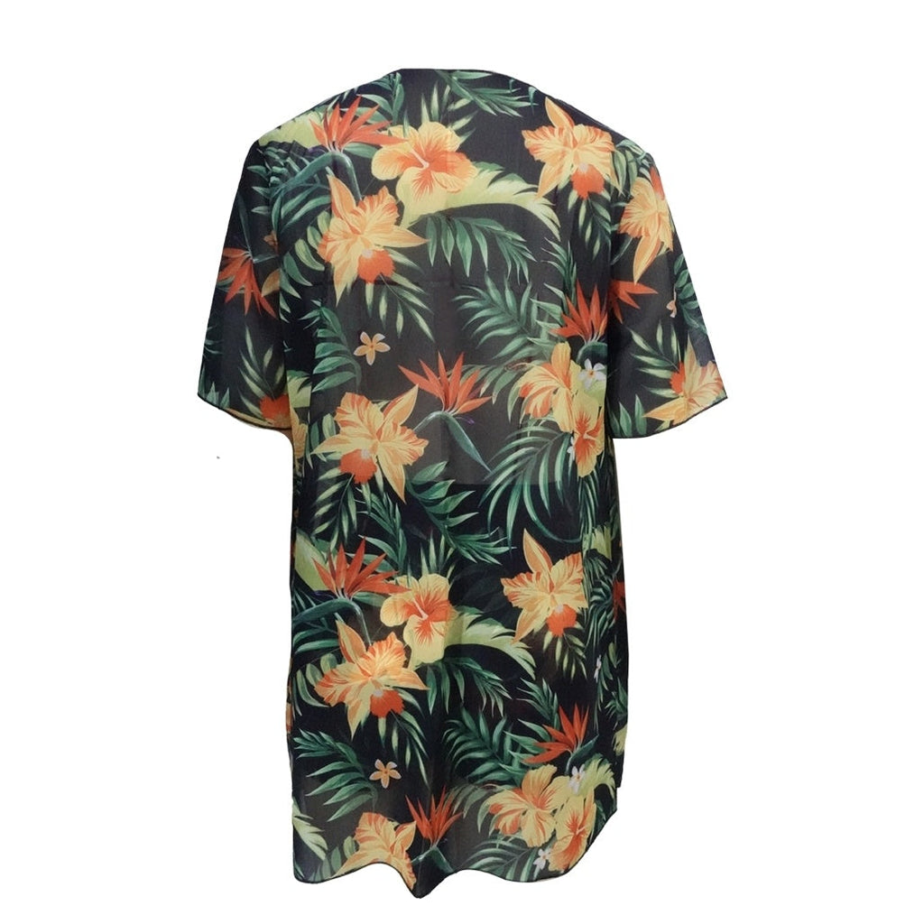 Women’s Floral Print Beach Set Kimono and Shorts Two-Piece Outfit