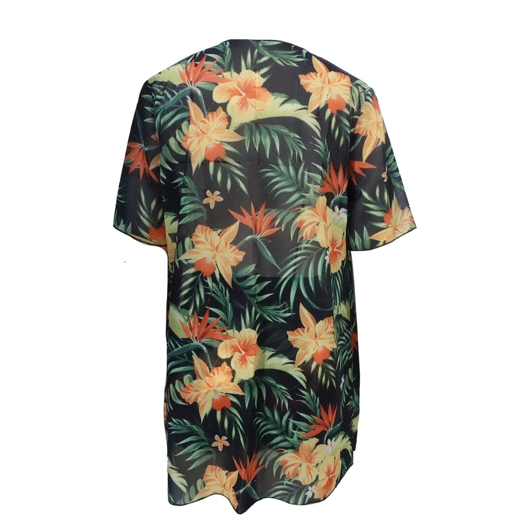 Women’s Floral Print Beach Set Kimono and Shorts Two-Piece Outfit