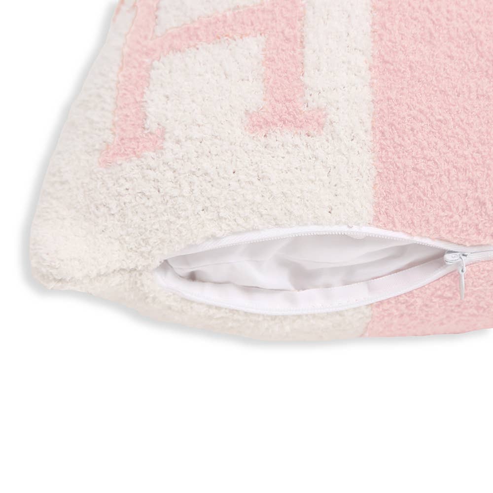 Pink H Patterned Cushion Cover Decorative Pillow Case 18x18