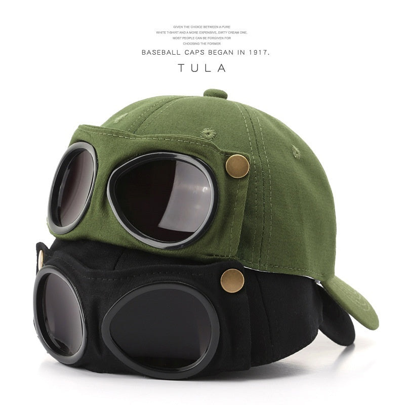 Pilot Peaked Cap with Sunglasses