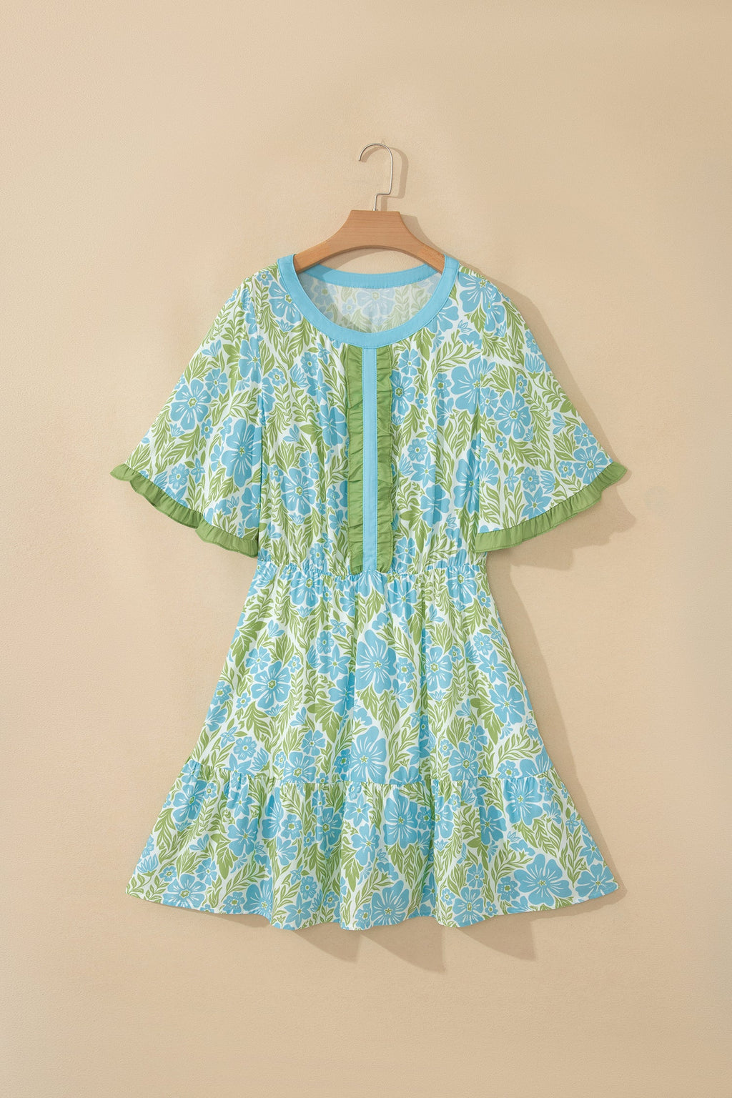 Ophelia Floral Short Sleeve Mini Dress: Bohemian Shift A-Line