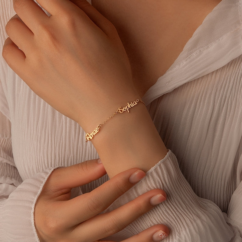 Customized Name Bracelet: Personalized Minimalist Script Jewelry