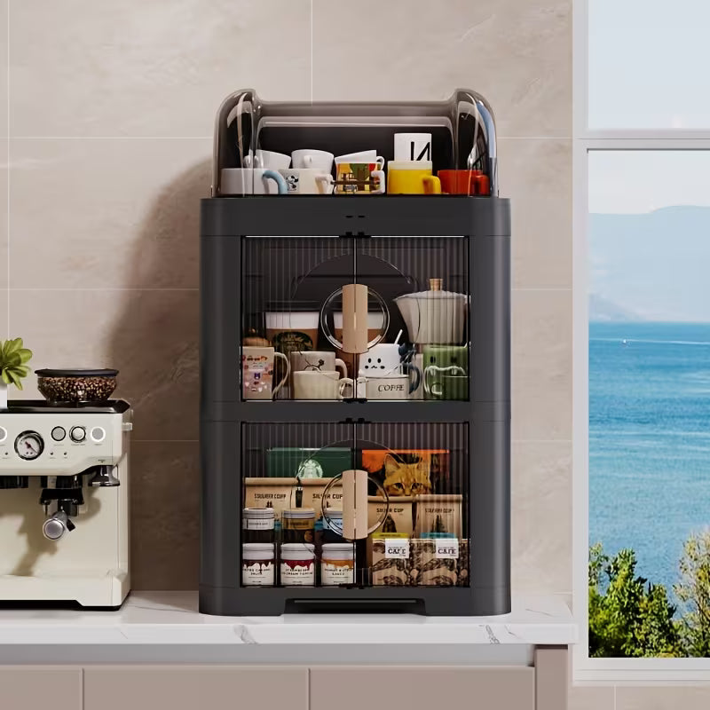 15.4-Inch Foldable Plastic Storage Box with Lid Multi-Purpose Organizer