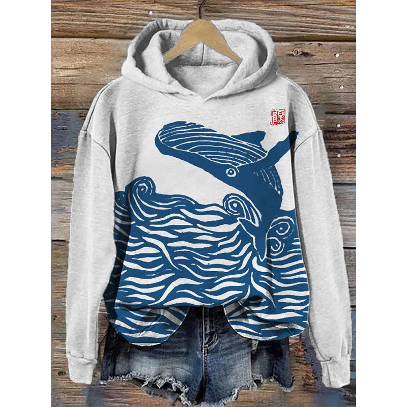 Women Printed Hooded Long Sleeve Graphic Pullover Sweatshirt - Image 8