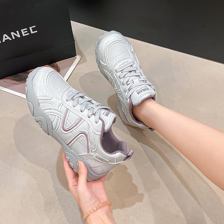 Women's Korean Platform Dad Sneakers – Lace-Up Casual Shoes